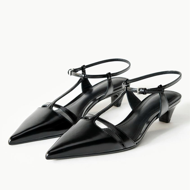 Dress Shoe Pointed - Patent Leather Kitten Heel Women Pumps