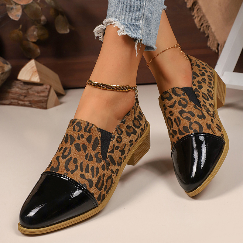 Dress Shoe Pointed - Leopard Printed Women's Low Heel Pumps