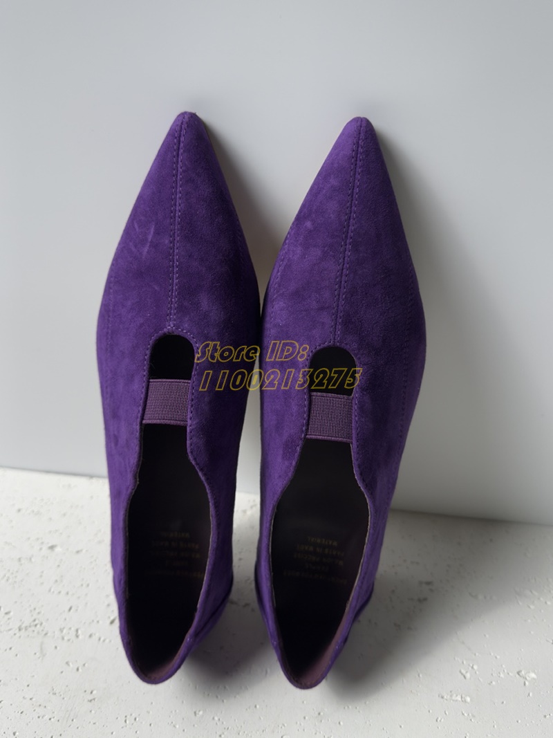 Purple Suede Pointy Toe Pumps  - Dress Shoe Pointed avaliação e preço