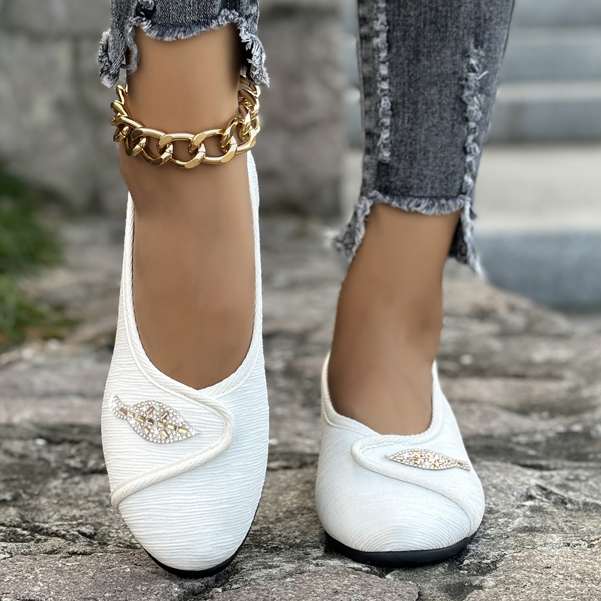 Women's Elegant Rhinestone Fla - Men'S Shoes Comfort avaliação e preço