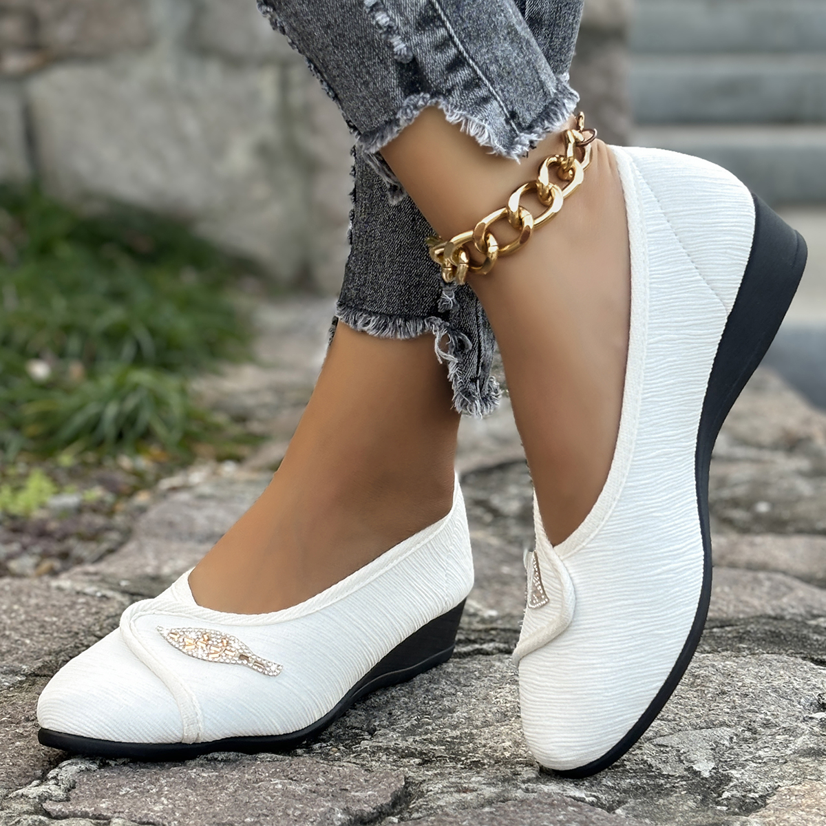 Women's Elegant Rhinestone Fla - Men'S Shoes Comfort avaliação e preço