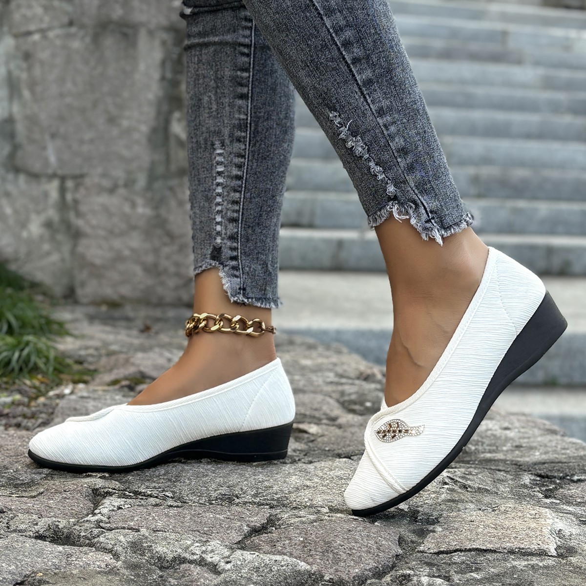 Women's Elegant Rhinestone Fla - Men'S Shoes Comfort avaliação e preço