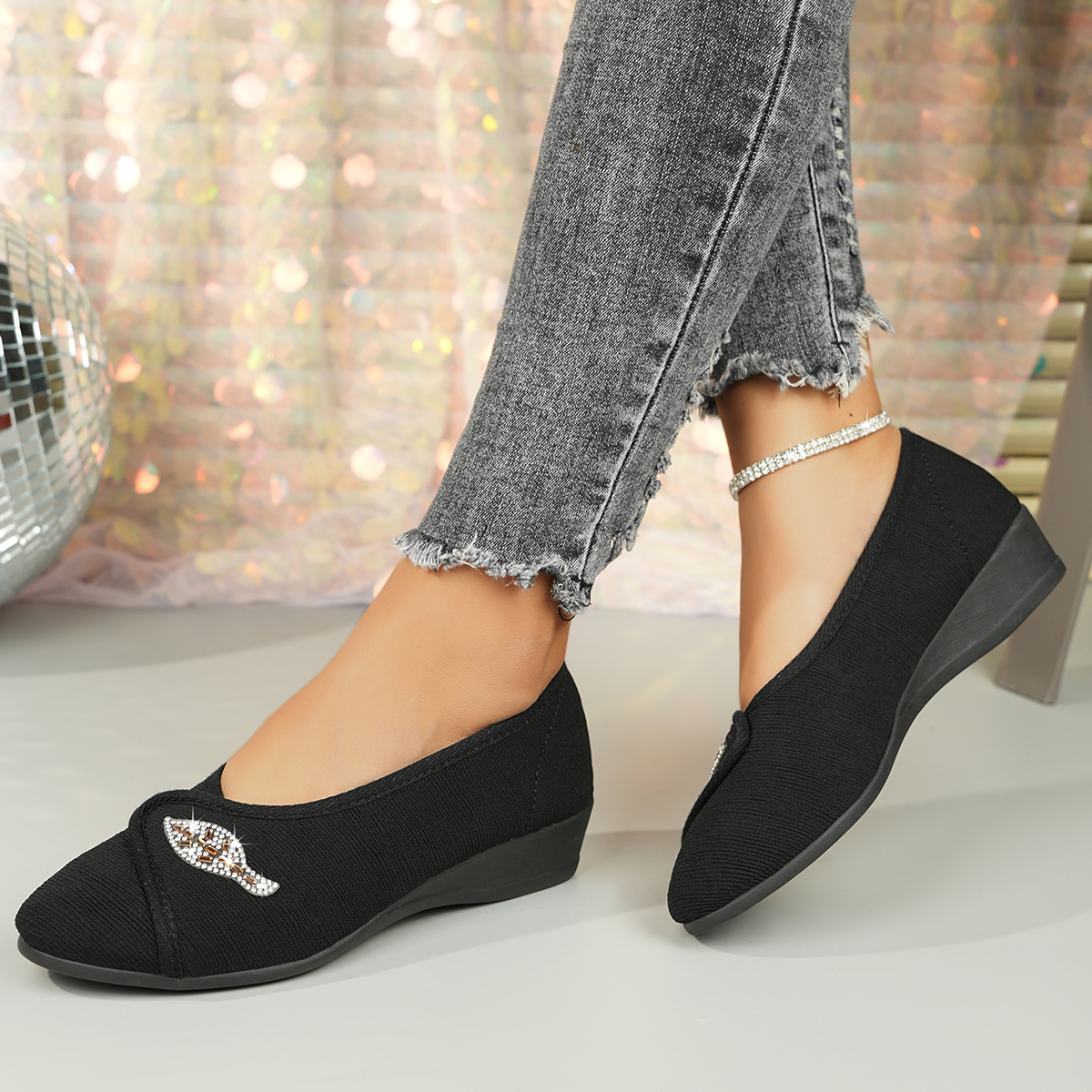 Women's Elegant Rhinestone Fla - Men'S Shoes Comfort avaliação e preço