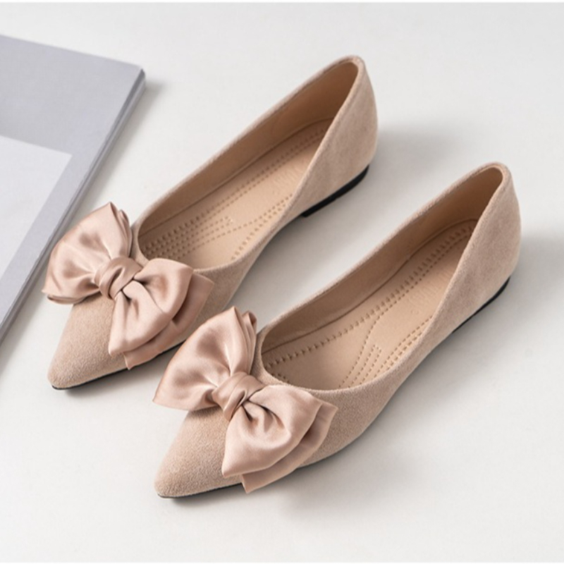 Silk Bowknot Flats Women Flock - Dress Shoe Pointed avaliação e preço
