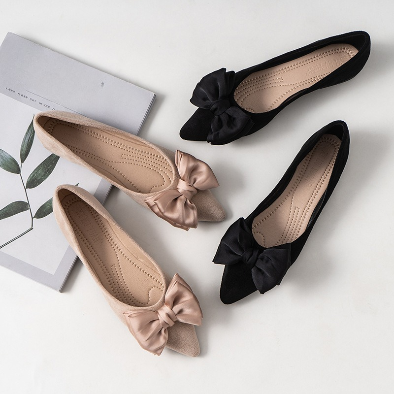 Silk Bowknot Flats Women Flock - Dress Shoe Pointed avaliação e preço