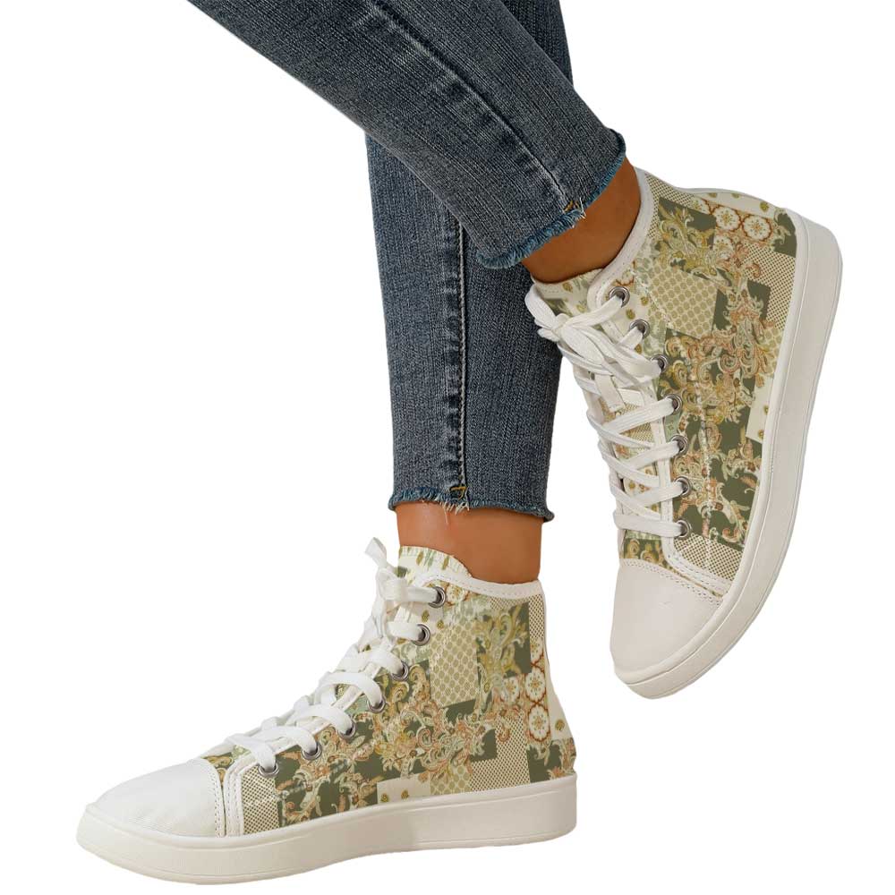 Women's Vintage Baroque Patchw - Canvas Sneaker High avaliação e preço