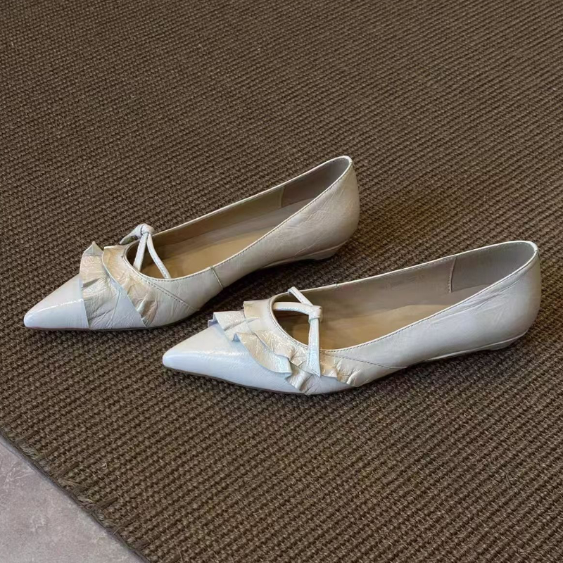 Elegant Leather Ruffles Low-he - Dress Shoe Pointed avaliação e preço