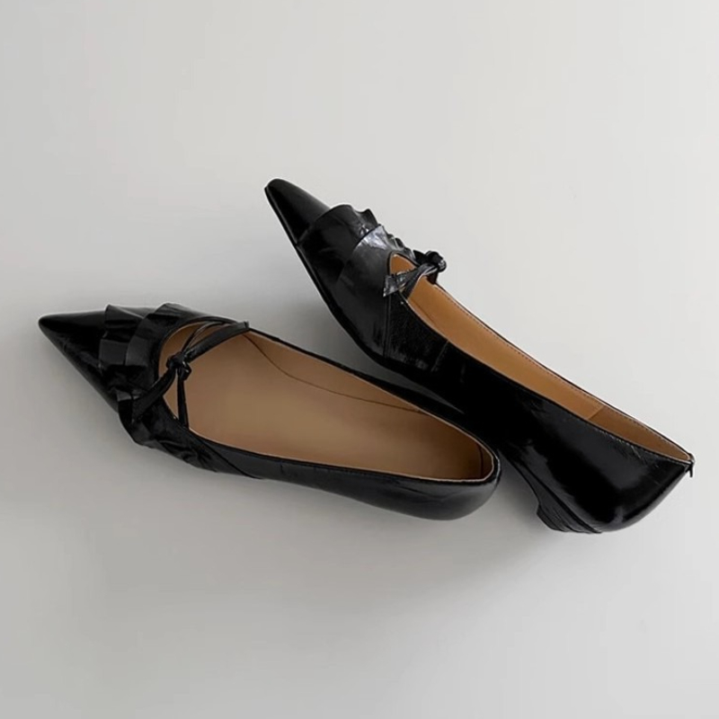 Elegant Leather Ruffles Low-he - Dress Shoe Pointed avaliação e preço