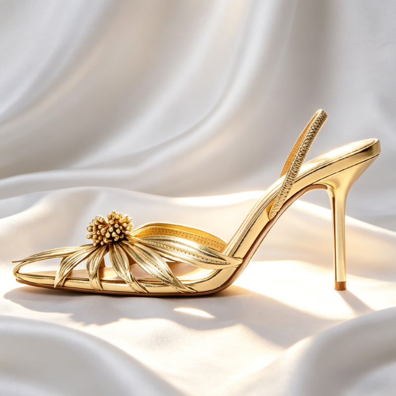 Luxury Gold Floral Detail Slin - Dress Shoe Pointed avaliação e preço