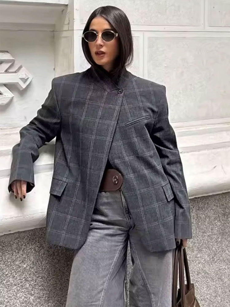 HH Women Fashion Plaid Blazer  - Men Shoes Jd avaliação e preço