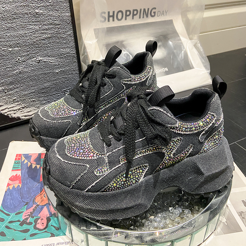 7CM Women Silver Crystal Casua - Canvas Sneaker High avaliação e preço