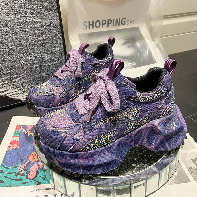 7CM Women Silver Crystal Casua - Canvas Sneaker High avaliação e preço