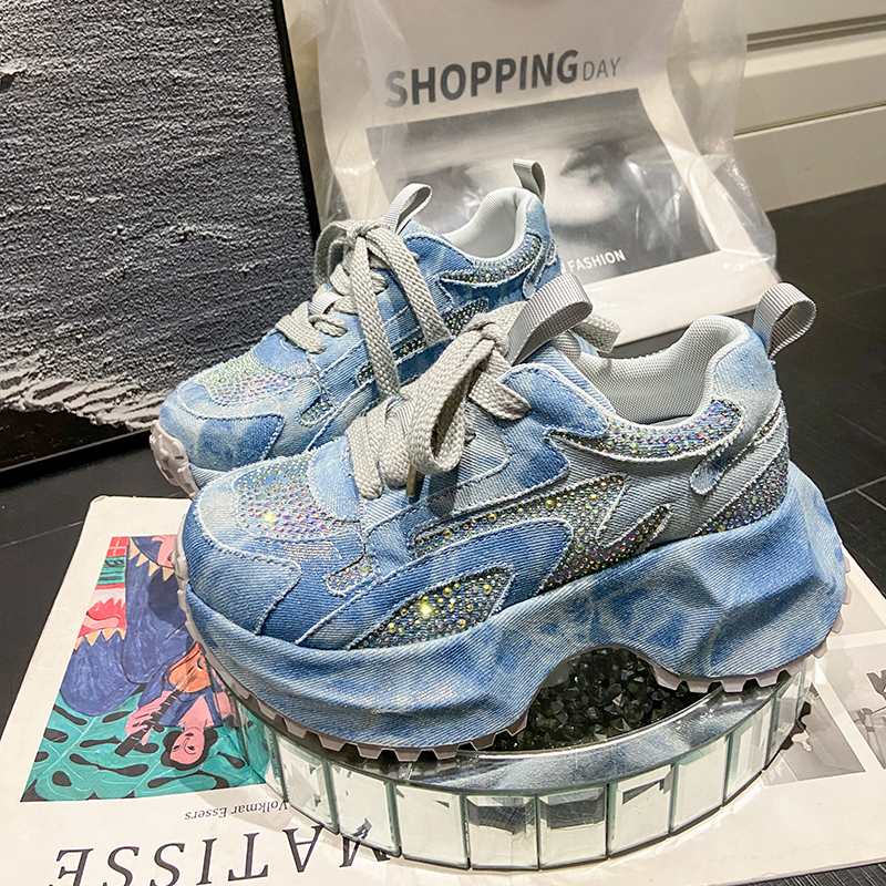 7CM Women Silver Crystal Casua - Canvas Sneaker High avaliação e preço