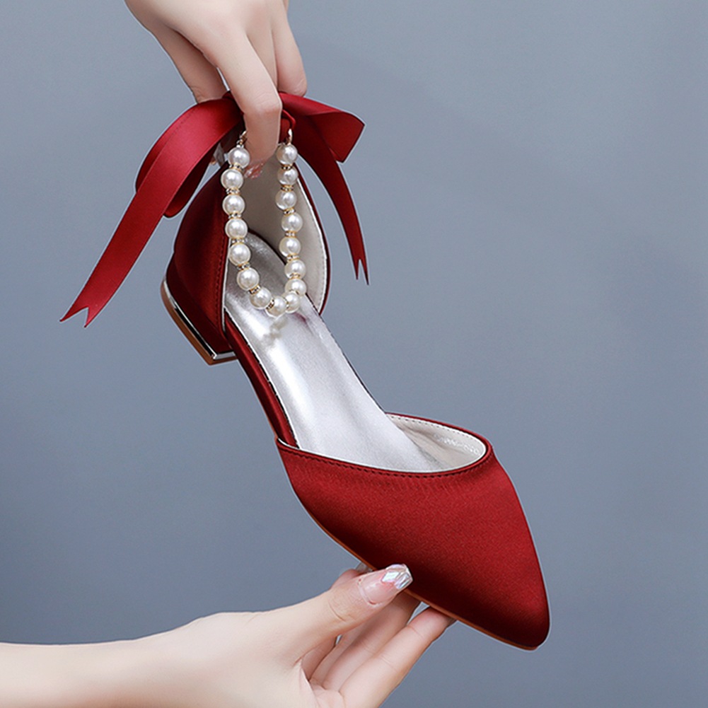 Wedding Shoes Bride Flat Heel  - Dress Shoe Pointed avaliação e preço